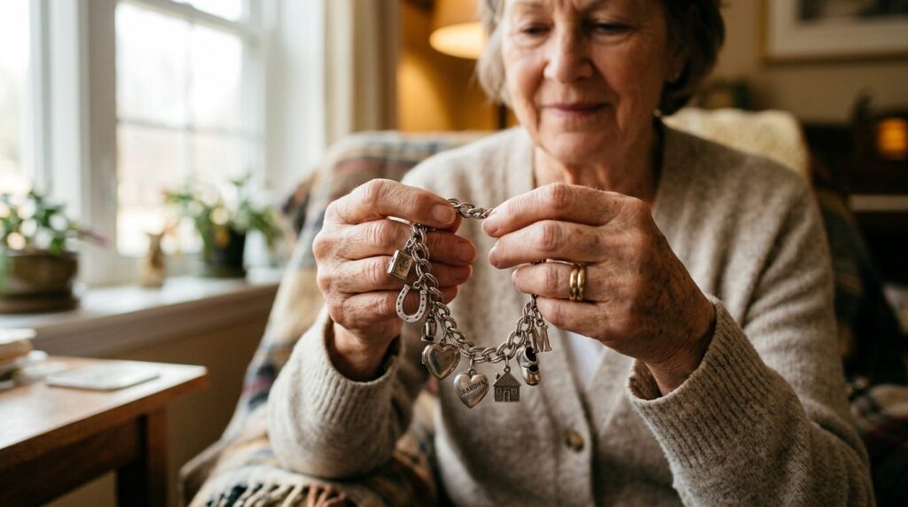 Documentary-style portrait of a mature womans hands holding